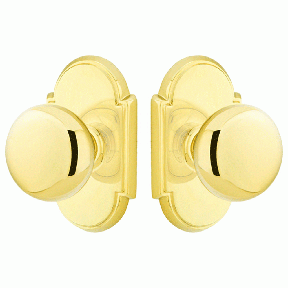 EMTEK Solid Brass Providence Door Knob Set With # 8 Rosette