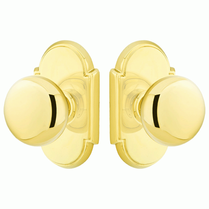 EMTEK Solid Brass Providence Door Knob Set With # 8 Rosette