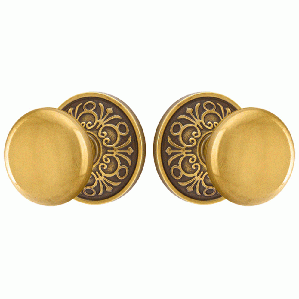 EMTEK Solid Brass Providence Door Knob Set With Lancaster Rosette (Several Finish Options)