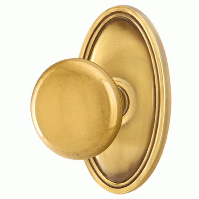 EMTEK Solid Brass Providence Door Knob Set With Oval Rosette