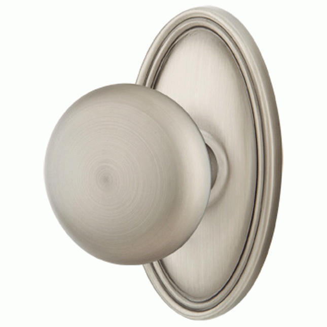 EMTEK Solid Brass Providence Door Knob Set With Oval Rosette