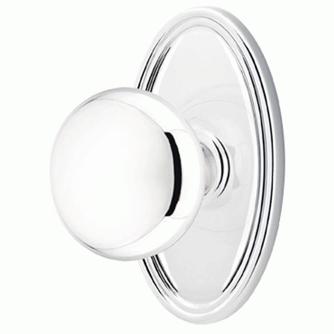 EMTEK Solid Brass Providence Door Knob Set With Oval Rosette