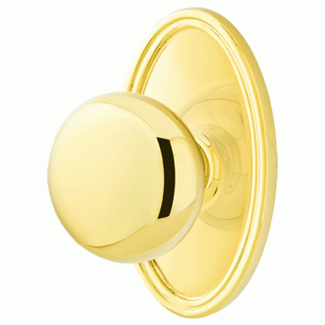 EMTEK Solid Brass Providence Door Knob Set With Oval Rosette