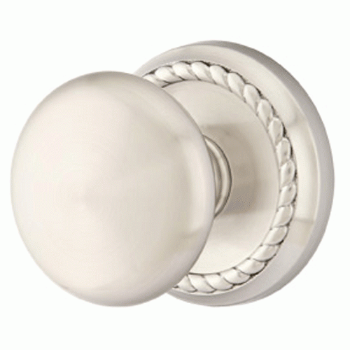 EMTEK Solid Brass Providence Door Knob Set With Rope Rosette