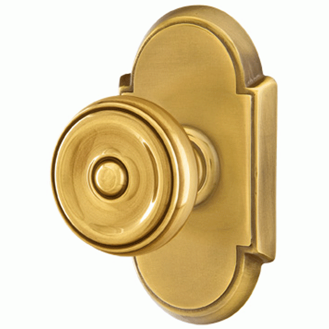 Solid Brass Waverly Door Knob Set With # 8 Rosette (Several Finish Options) EMTEK