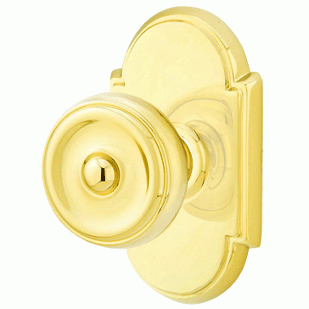 Solid Brass Waverly Door Knob Set With # 8 Rosette (Several Finish Options) EMTEK