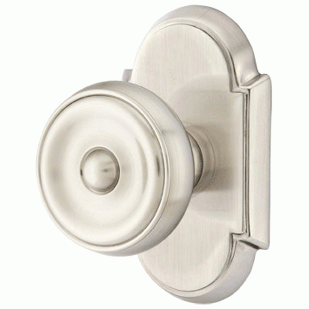 Solid Brass Waverly Door Knob Set With # 8 Rosette (Several Finish Options) EMTEK