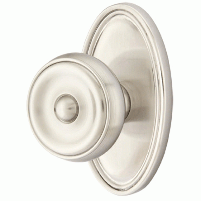 Solid Brass Waverly Door Knob Set With Oval Rosette (Several Finish Options) EMTEK