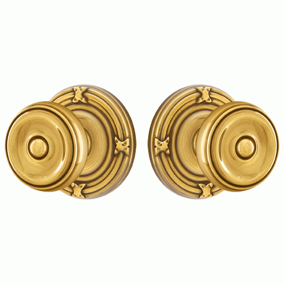 Solid Brass Waverly Door Knob Set With Ribbon & Reed Rosette (Several Finish Options) EMTEK