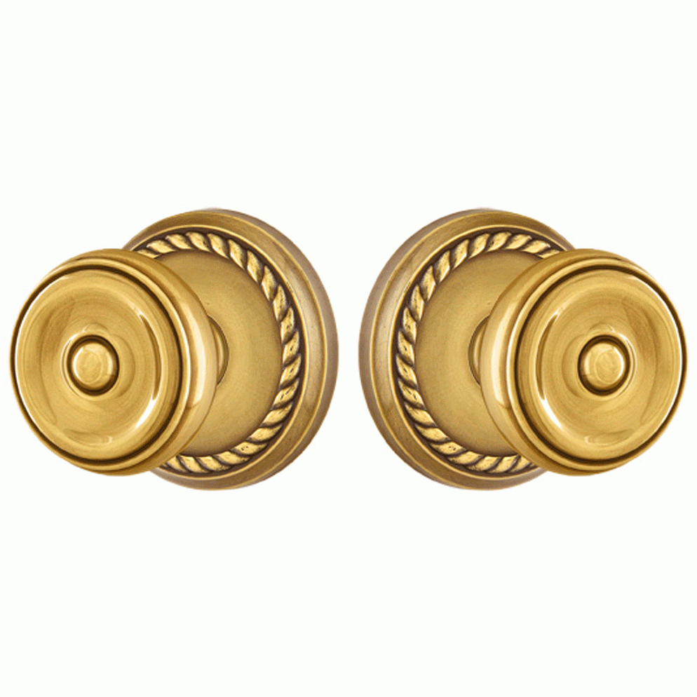 EMTEK Emtek Solid Brass Waverly Door Knob Set With Rope Rosette