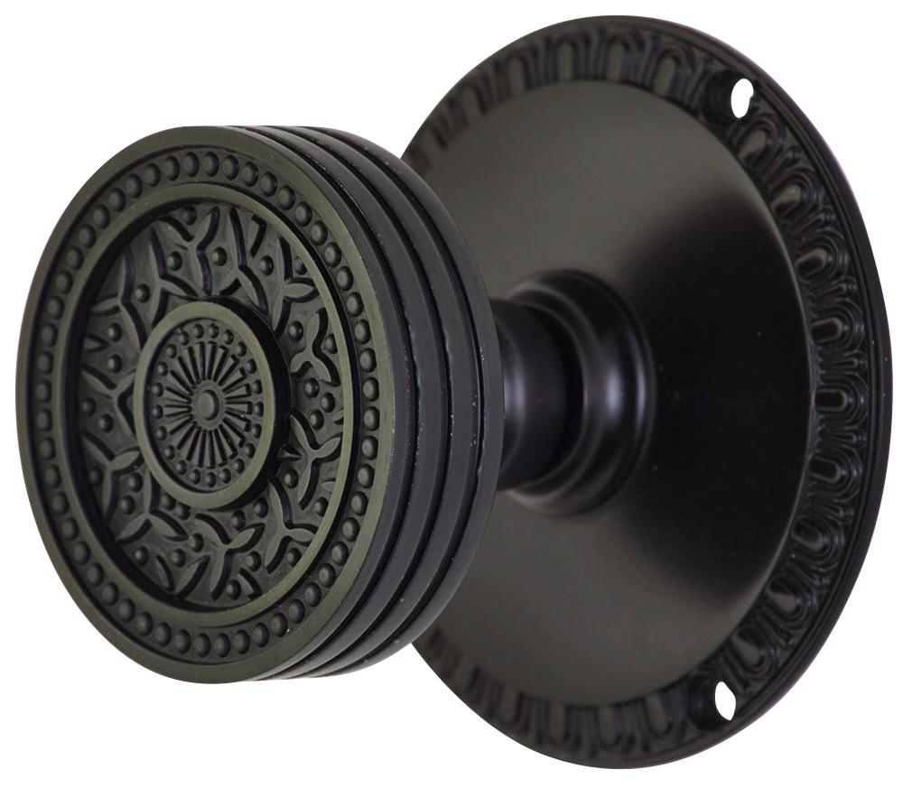 Egg & Dart Rosette Door Set with Rice Pattern Door Knobs (Several Finishes Available) COPPER MOUNTAIN HARDWARE