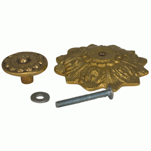 COPPER MOUNTAIN HARDWARE 2 2/5 Inch Solid Brass Victorian Sunflower Knob (Lacquered Brass Finish)