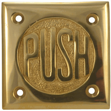 COPPER MOUNTAIN HARDWARE 2 3/4 Inch Brass Classic American "PUSH" Plate (Lacquered Brass Finish)