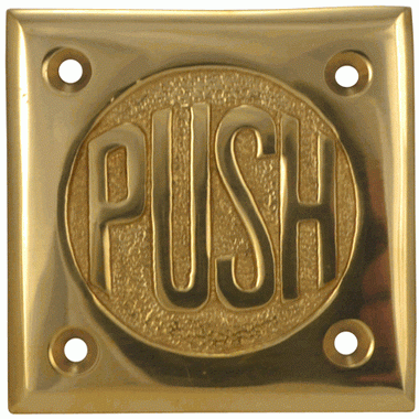 COPPER MOUNTAIN HARDWARE 2 3/4 Inch Brass Classic American "PUSH" Plate (Polished Brass Finish)