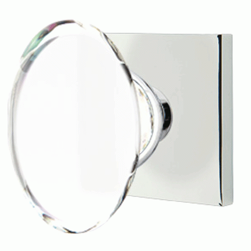 EMTEK Crystal Hampton Door Knob Set With Square Rosette (Several Finishes)