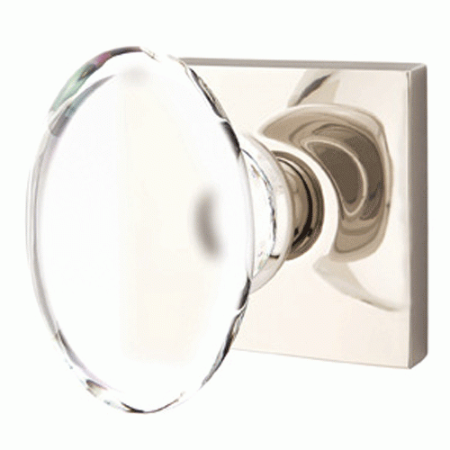 EMTEK Crystal Hampton Door Knob Set With Square Rosette (Several Finishes)