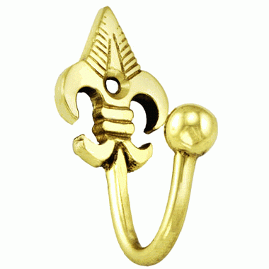 2 3/8 Inch Fleur-de-lis Brass Hook (Polished Brass Finish) COPPER MOUNTAIN HARDWARE