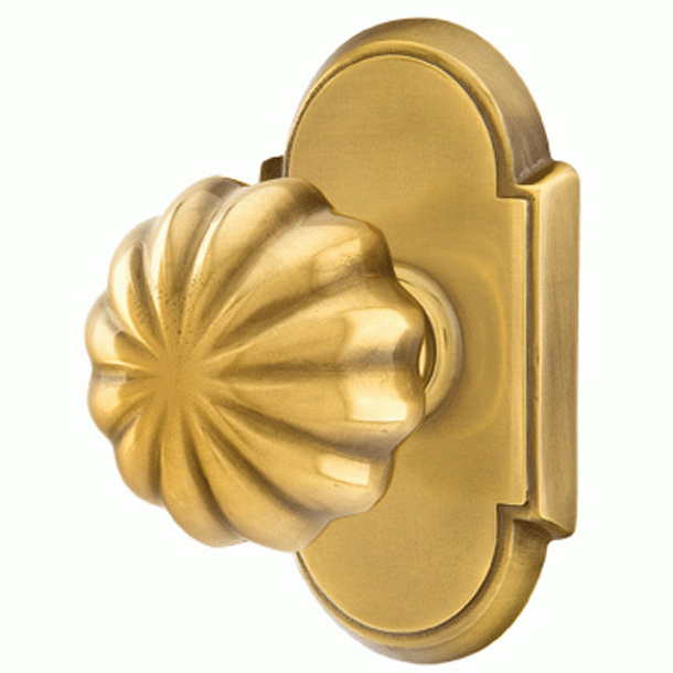 EMTEK Emtek Solid Brass Melon Door Knob Set With # 8 Rosette