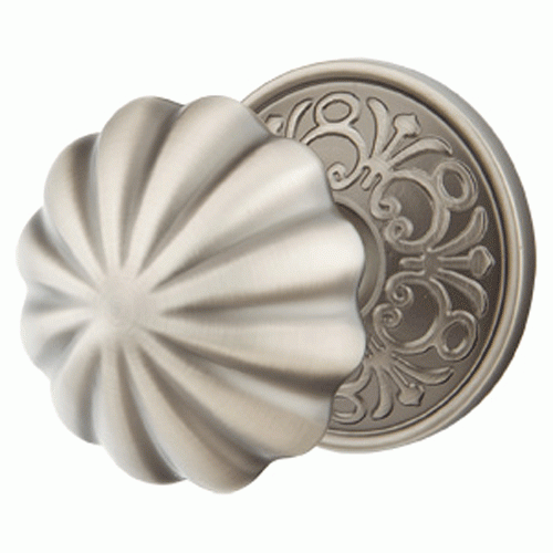 EMTEK Solid Brass Melon Door Knob Set With Lancaster Rosette