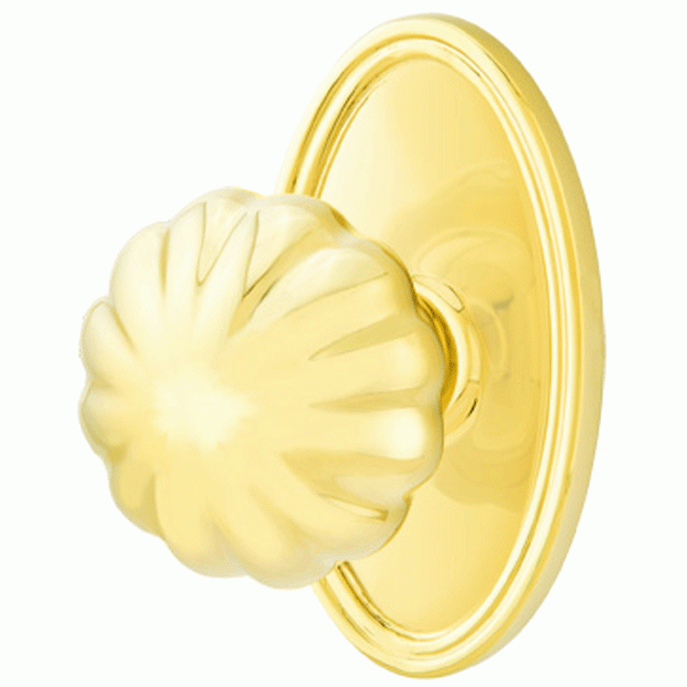 EMTEK Solid Brass Melon Door Knob Set With Oval Rosette