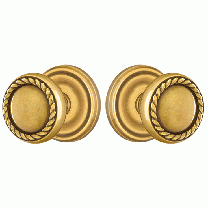 EMTEK Solid Brass Rope Door Knob Set With Regular Rosette