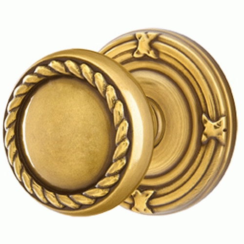 EMTEK Solid Brass Rope Door Knob Set With Ribbon & Reed Rosette