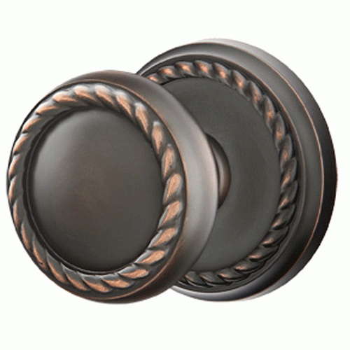 EMTEK Solid Brass Rope Door Knob Set With Rope Rosette