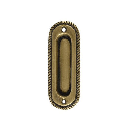 COPPER MOUNTAIN HARDWARE Oval Georgian Roped Solid Brass Pocket Door Pull (Several Finishes)