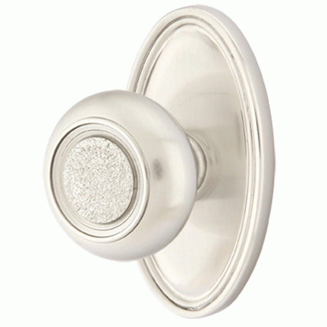 EMTEK Solid Brass Belmont Door Knob Set With Oval Rosette