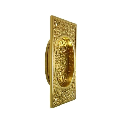 COPPER MOUNTAIN HARDWARE Rice Pattern Solid Brass Pocket Door Pull or Sash Lift (Antique Brass Finish)