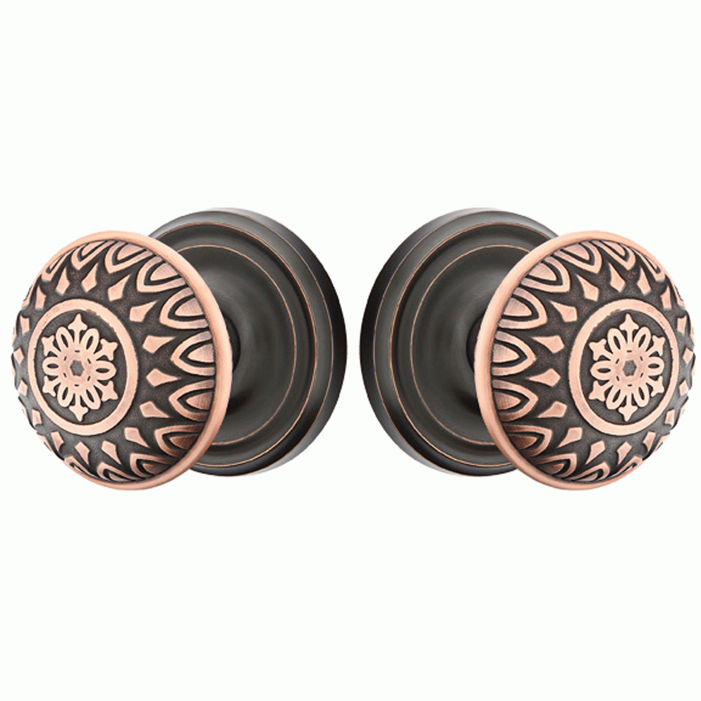 EMTEK Solid Brass Lancaster Door Knob Set With Regular Rosette