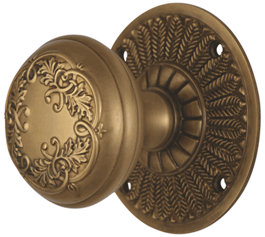 Feather Rosette Door Set with Floral Leaf Door Knobs (Several Finishes Available) COPPER MOUNTAIN HARDWARE