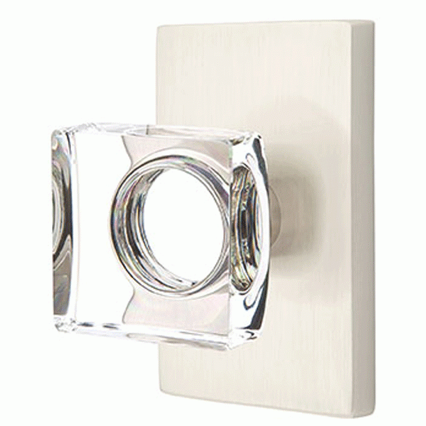 EMTEK Emtek Modern Square Crystal Door Knob Set Modern Rectangular Rosette