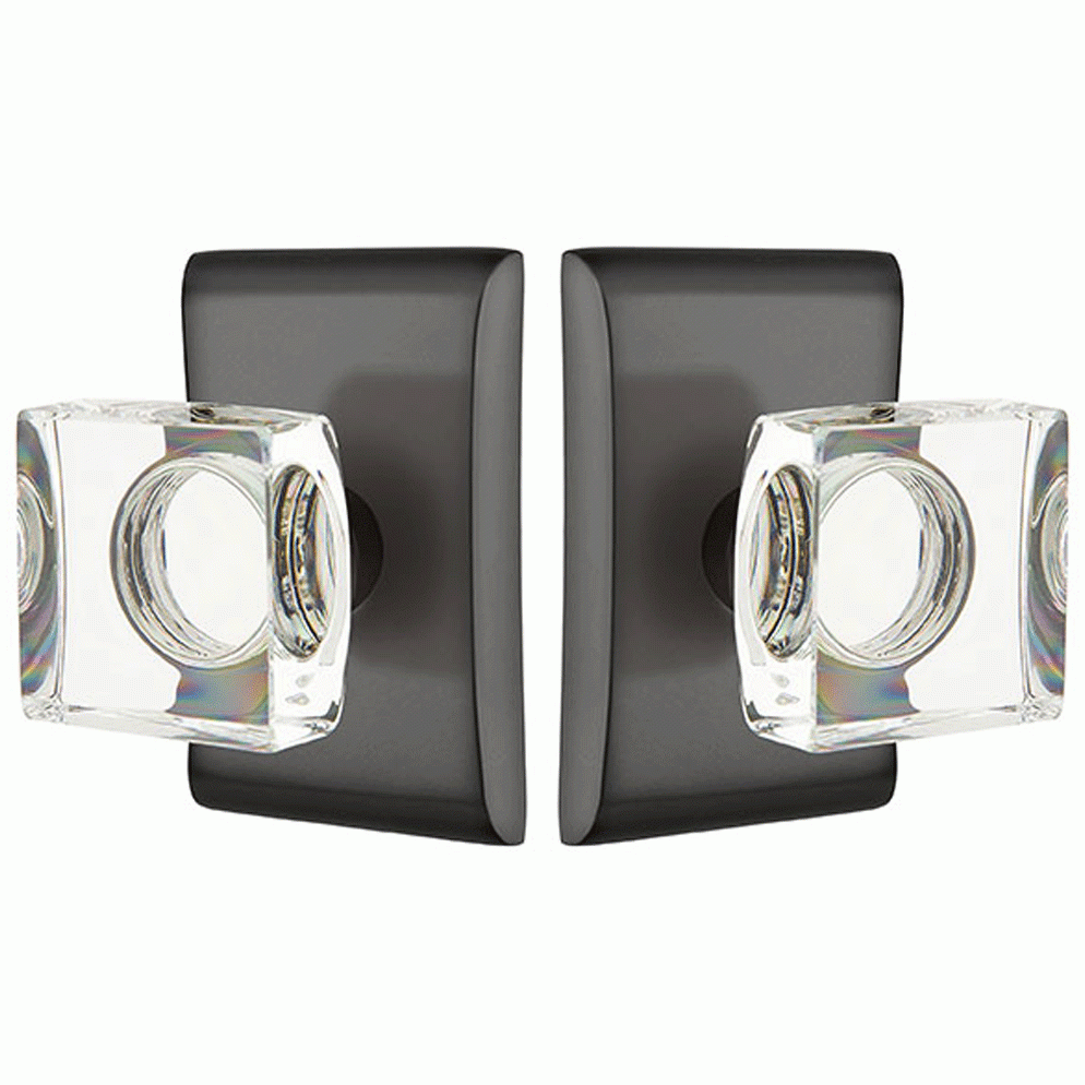 EMTEK Emtek Modern Square Crystal Door Knob Set With Neos Rosette