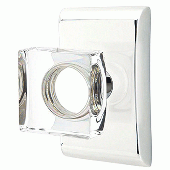 EMTEK Emtek Modern Square Crystal Door Knob Set With Neos Rosette