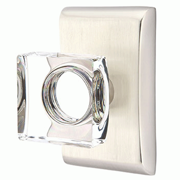 EMTEK Emtek Modern Square Crystal Door Knob Set With Neos Rosette