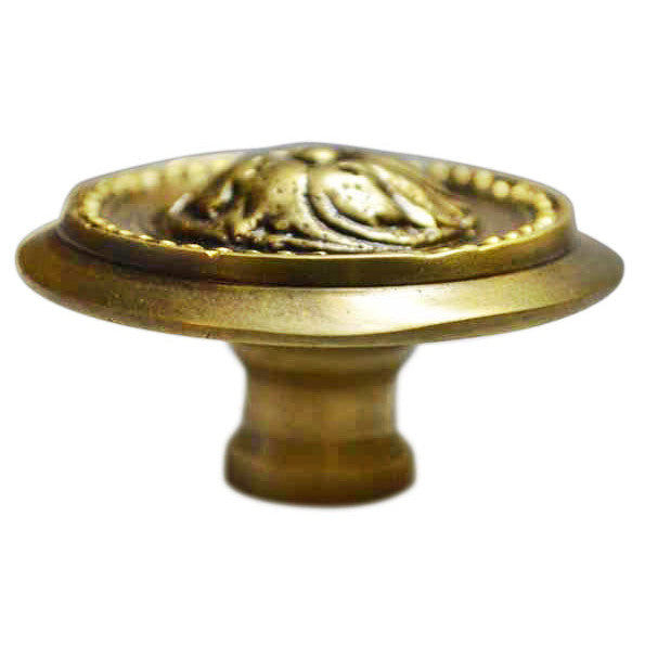 COPPER MOUNTAIN HARDWARE 2 Inch Solid Brass Beaded Victorian Cabinet Knob Antique Brass Finish