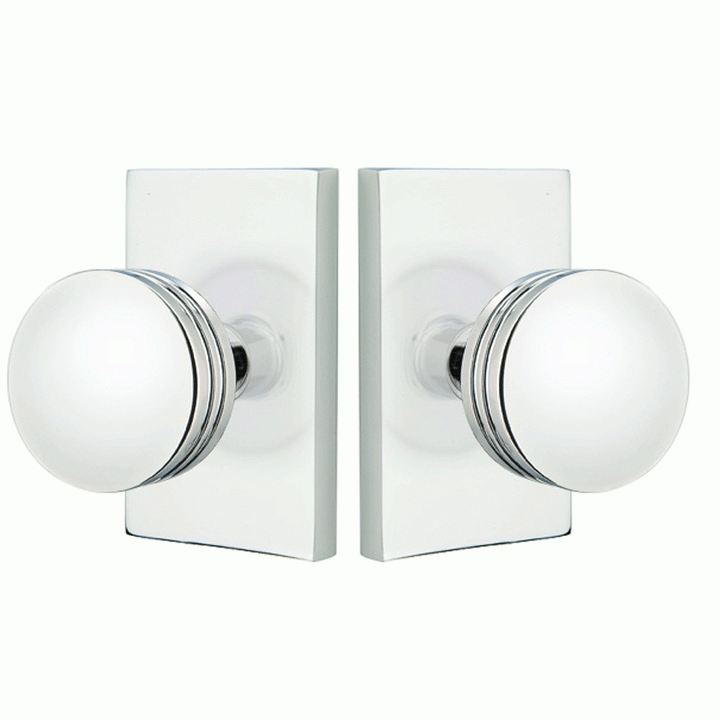 EMTEK Emtek Solid Brass Bern Door Knob Set With Modern Rectangular Rosette