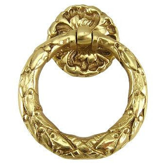 COPPER MOUNTAIN HARDWARE Solid Brass French Floral Drawer Ring Pull (Polished Brass)