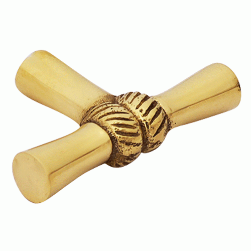 COPPER MOUNTAIN HARDWARE 2 Inch Solid Brass Japanese Bamboo Style Knob (Lacquered Brass Finish)