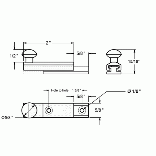 DELTANA 2 Inch Solid Brass Surface Bolt (Brushed Chrome Finish)