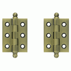 DELTANA 2 Inch x 1 1/2 Inch Solid Brass Cabinet Hinges (Antique Brass Finish)