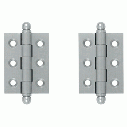 DELTANA 2 Inch x 1 1/2 Inch Solid Brass Cabinet Hinges (Brushed Chrome Finish)