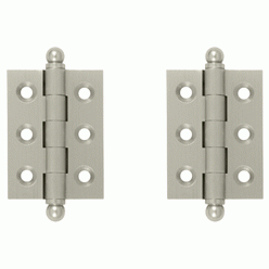 DELTANA 2 Inch x 1 1/2 Inch Solid Brass Cabinet Hinges (Brushed Nickel Finish)