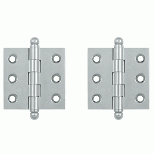 2 Inch x 2 Inch Solid Brass Cabinet Hinges (Polished Chrome Finish) DELTANA