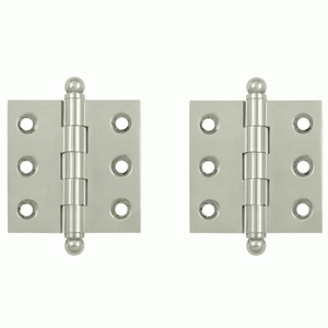 2 Inch x 2 Inch Solid Brass Cabinet Hinges (Polished Nickel Finish) DELTANA