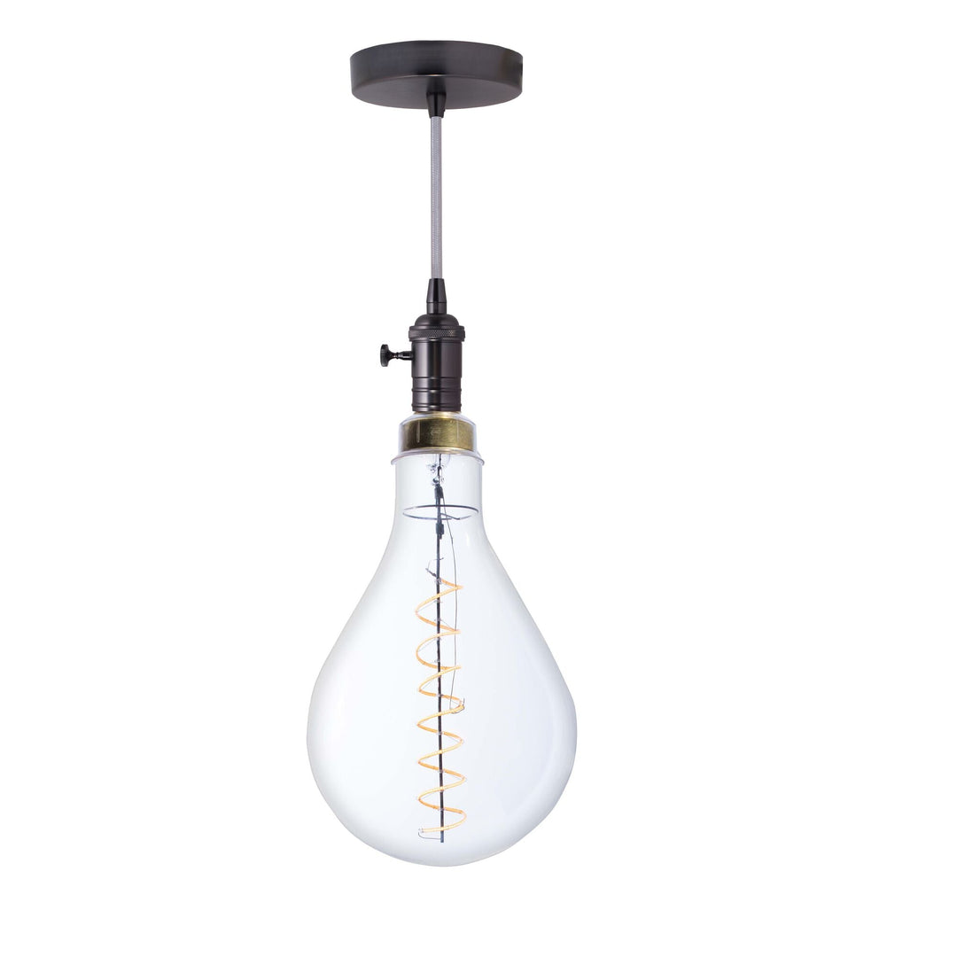 Bulbrite 4W LED PEAR SHAPED GRAND 2200K FILAMENT W/ GUNMETAL BLACK PENDANT WITH SILVER STRING