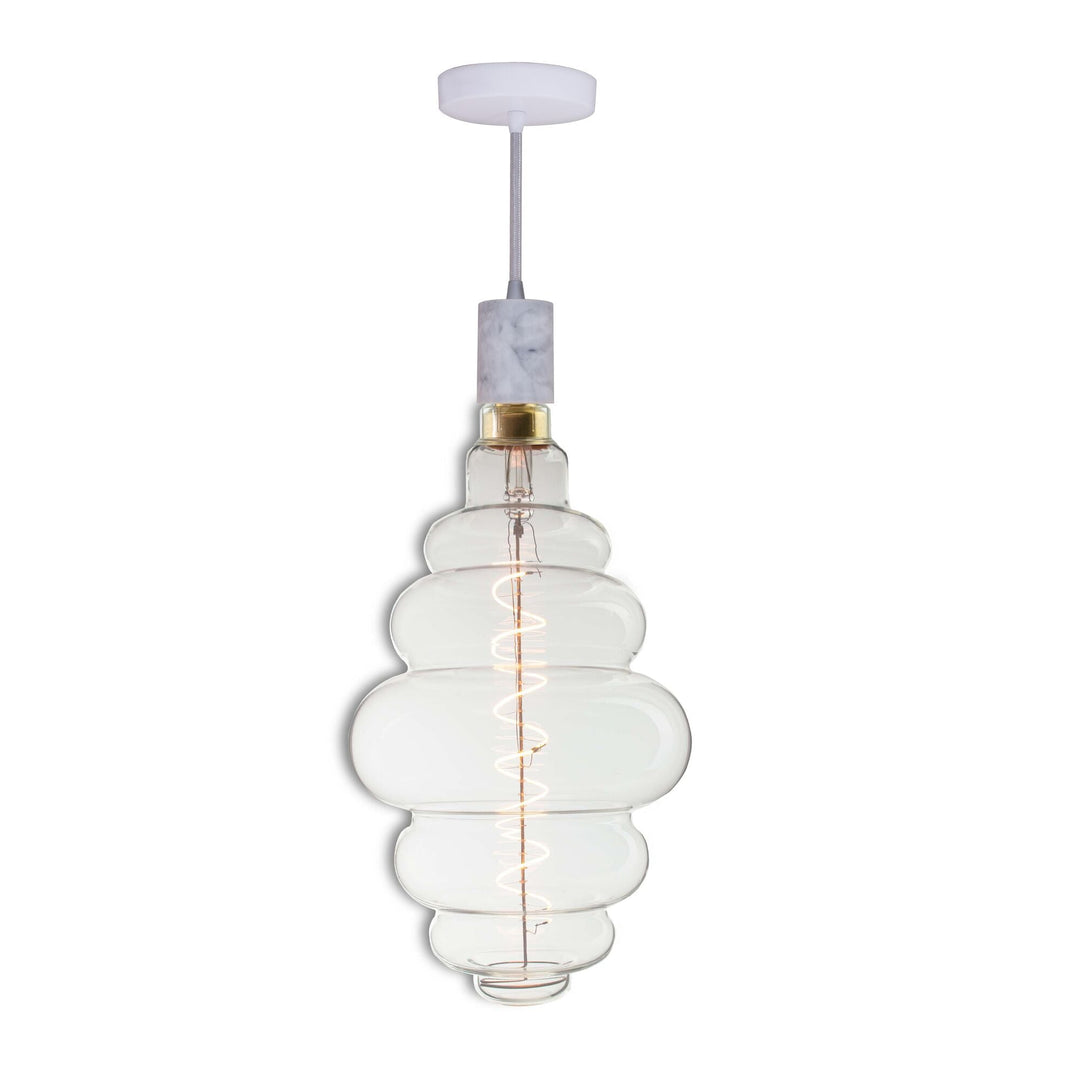 Bulbrite 4W LED BEEHIVE SHAPED GRAND 2200K FILAMENT W/ WHITE MARBLE PENDANT WITH WHITE STRING