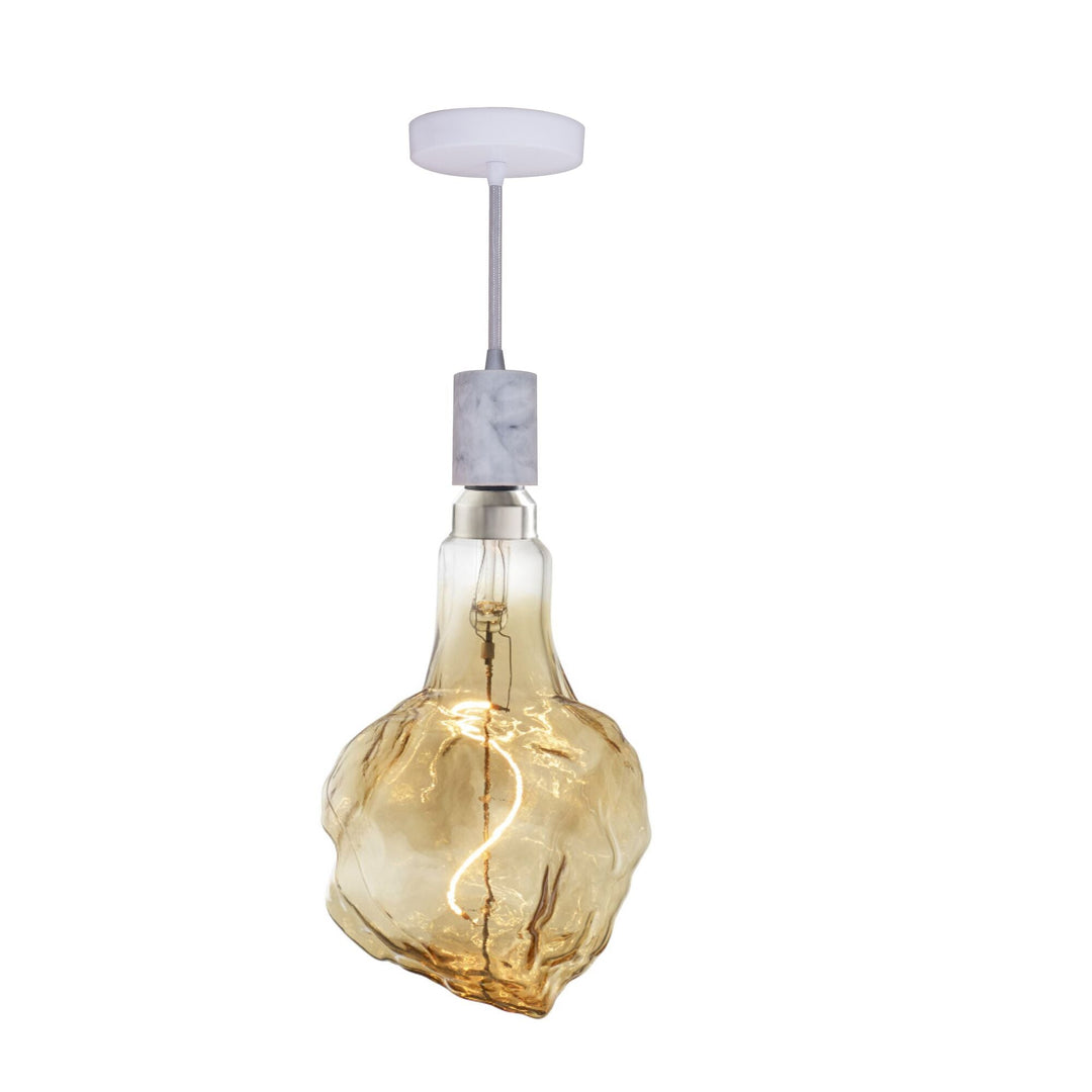 Bulbrite 4W LED GLACIER NATURAL GRAND 2200K FILAMENT W/ WHITE MARBLE PENDANT WITH WHITE STRING