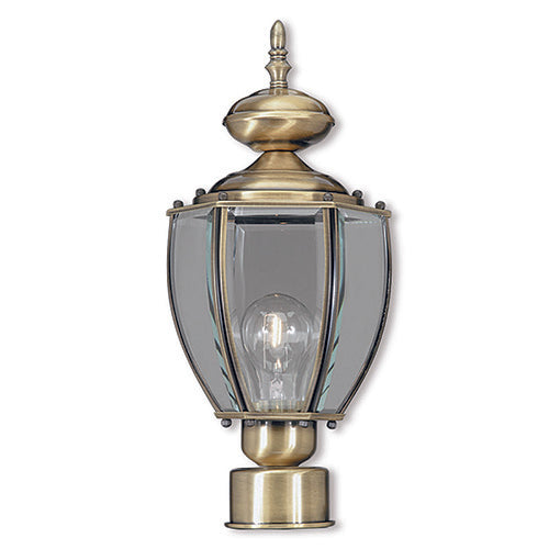 1 Light Antique Brass Post Top Lantern Livex